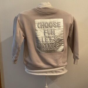 ZARA Kids “Choose Fun Let’s Dance” Metallic Patch Sweatshirt – Size 6/7